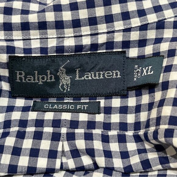 RALPH LAUREN Blue Check Gingham Plaid Long Sleeve Button Front Shirt Size‎ XL - Picture 8 of 13